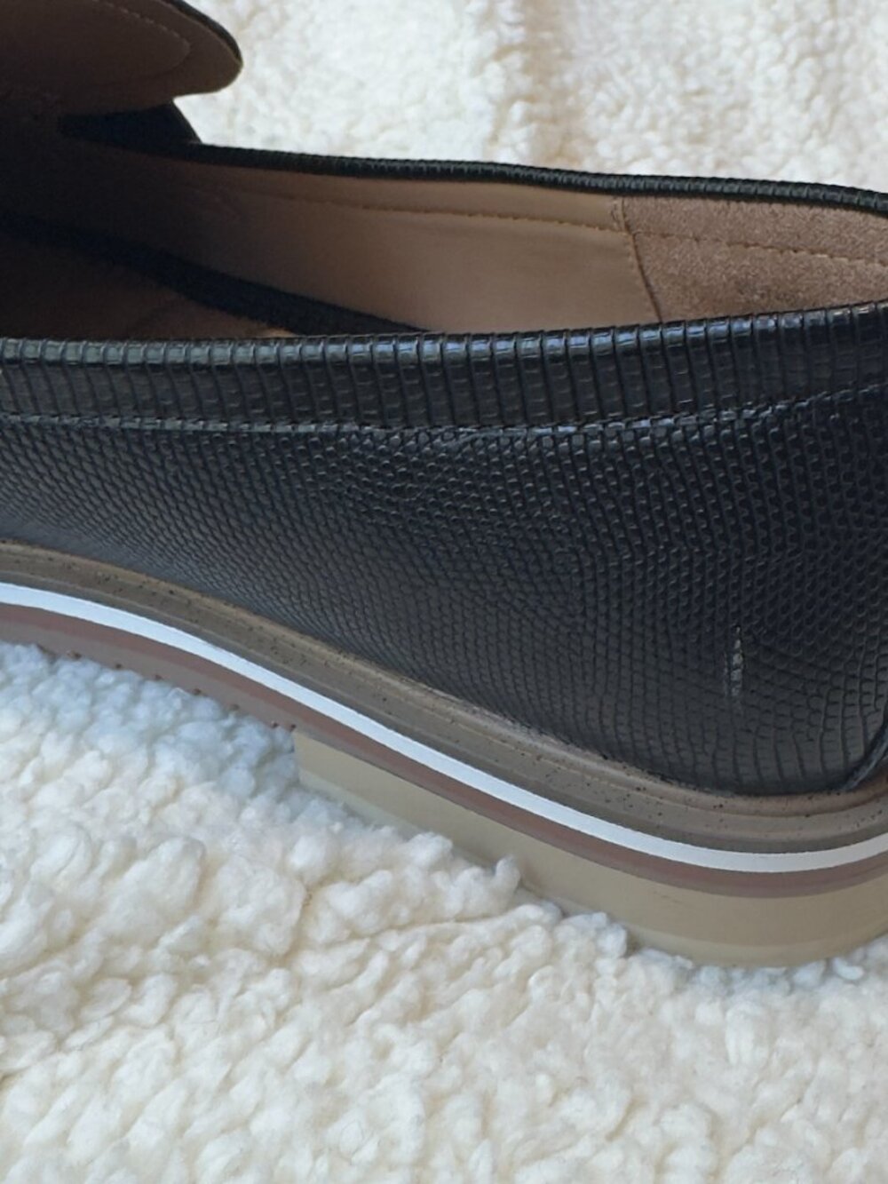 Kelly & Katie Black Lizard Embossed Penny Loafer Lug Sole Preppy Sz 8.5 - Picture 6 of 7